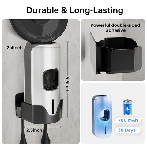 TuCao dispenser with three levels enables precise toothpaste amounts for kids and adults.