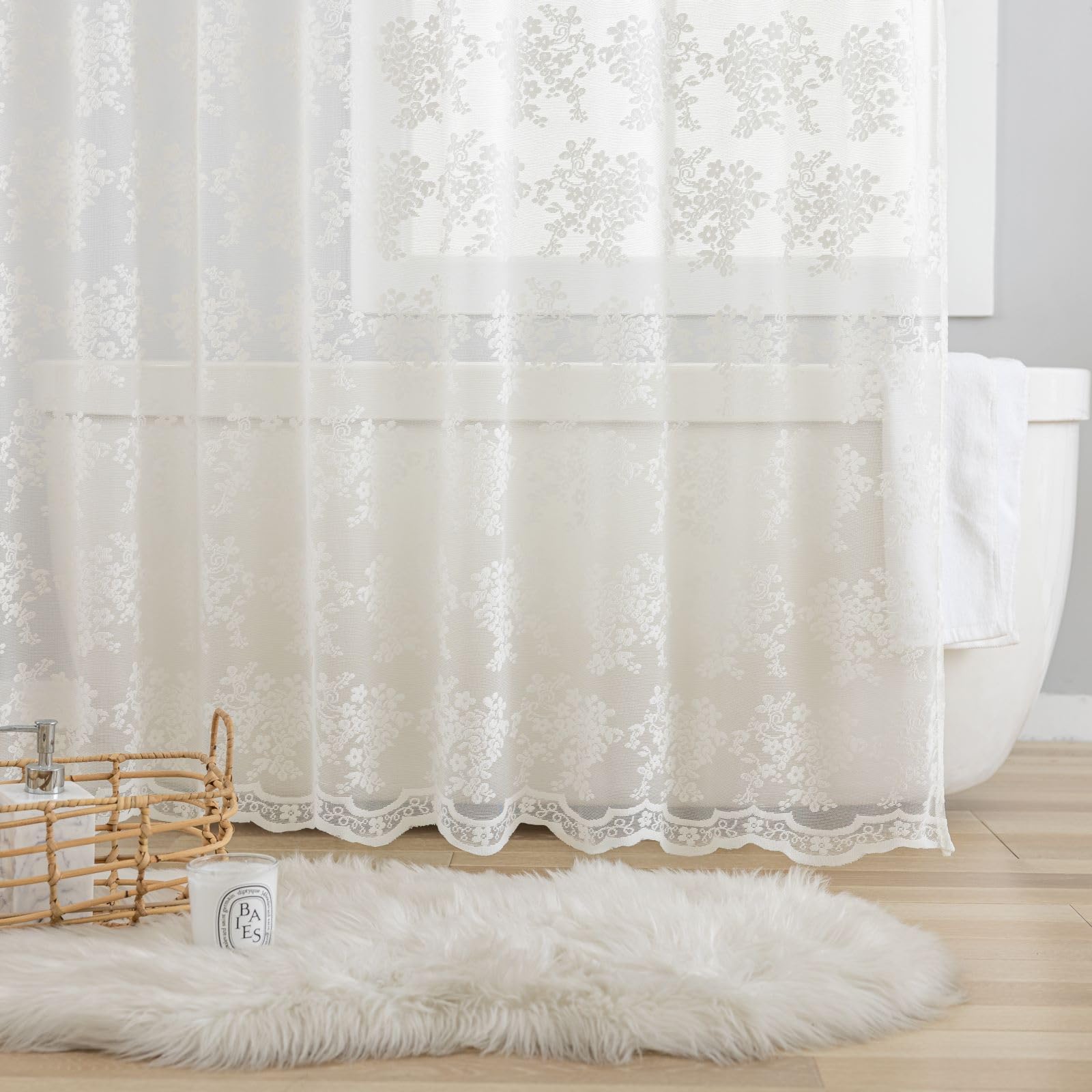 TUDECO semi-sheer lace curtain offers soft privacy and light diffusion.