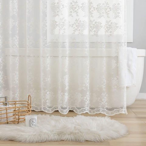 TUDECO semi-sheer lace curtain offers soft privacy and light diffusion.