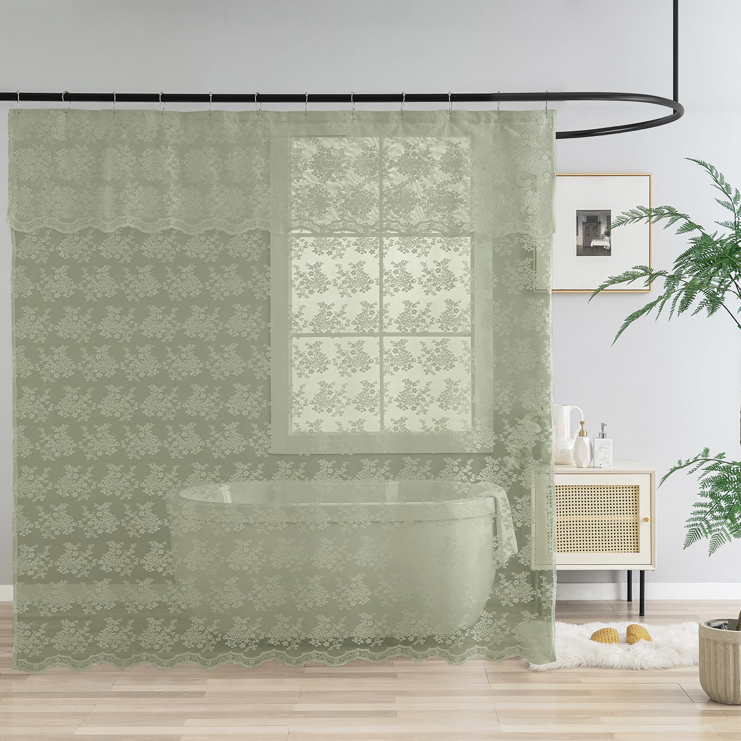 TUDECO vintage embroidered floral pattern adds charm to any shower space.