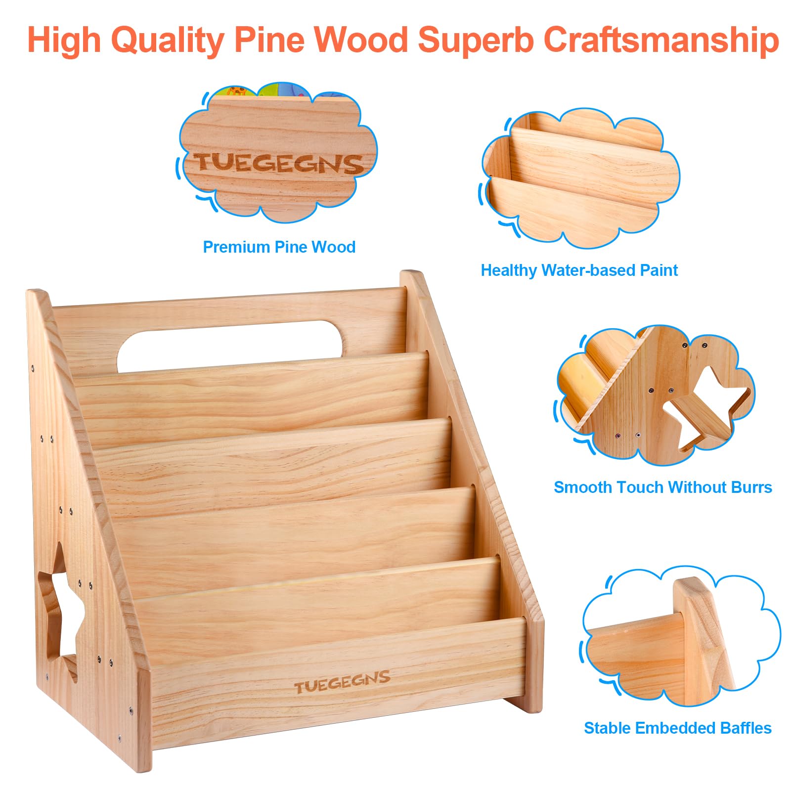TUEGEGNS compact wood shelf fits small rooms and saves floor space.