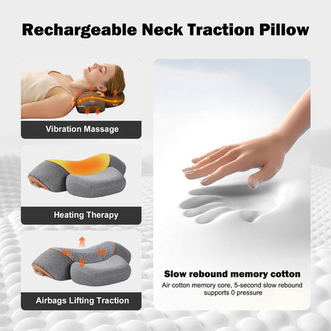 TUFPUZRLCT neck massage pillow side view highlighting ergonomic neck support.