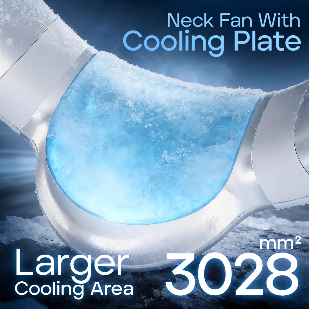 TUJIMAO neck fan showing a large aluminum cooling plate for strong cooling.
