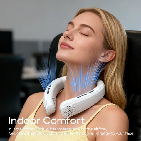 TUJIMAO neck fan operates quietly for focused work or workouts.