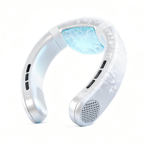 TUJIMAO neck fan with semiconductor cooling plate providing cooling on hot days.