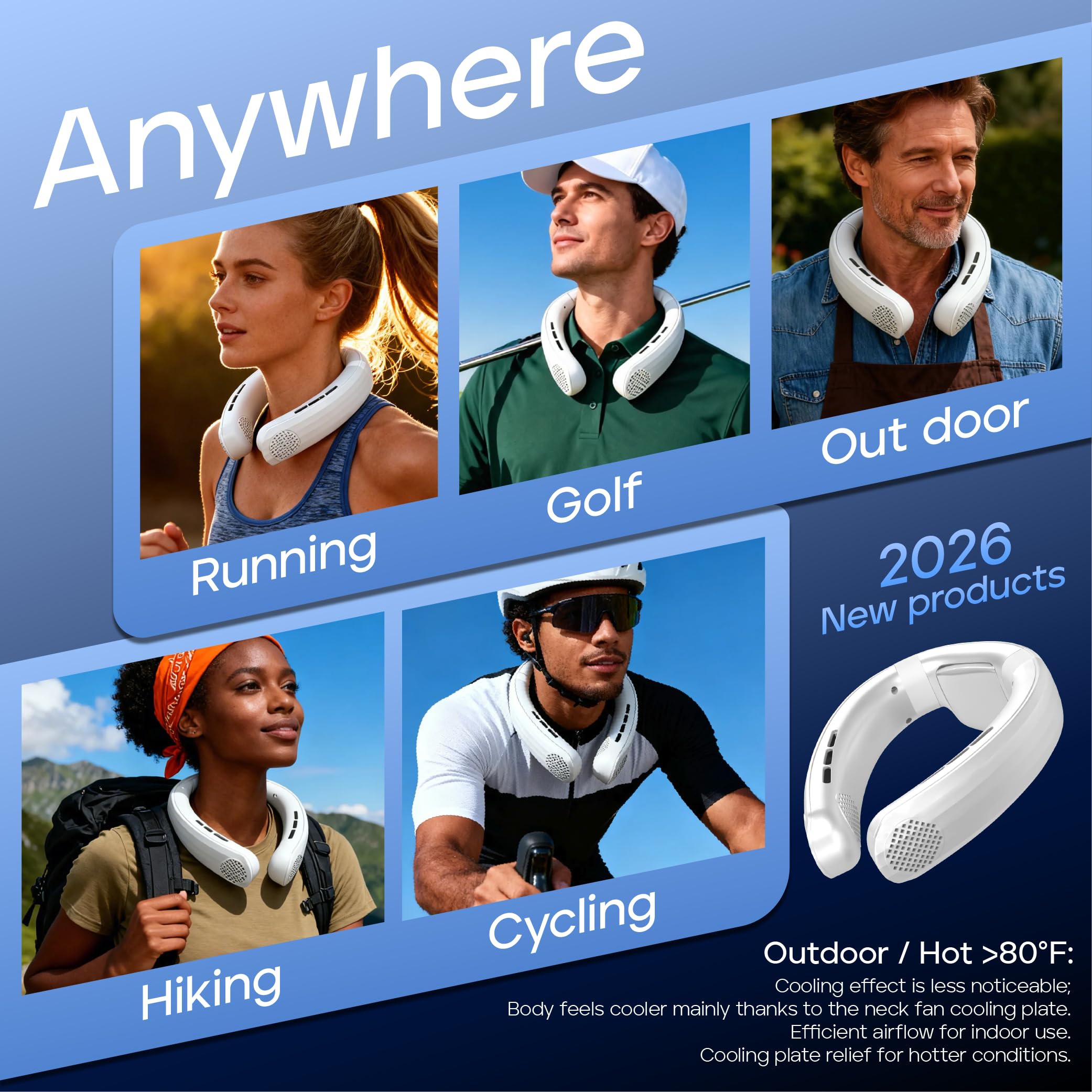 TUJIMAO neck fan ready for travel and outdoor use in warm weather.