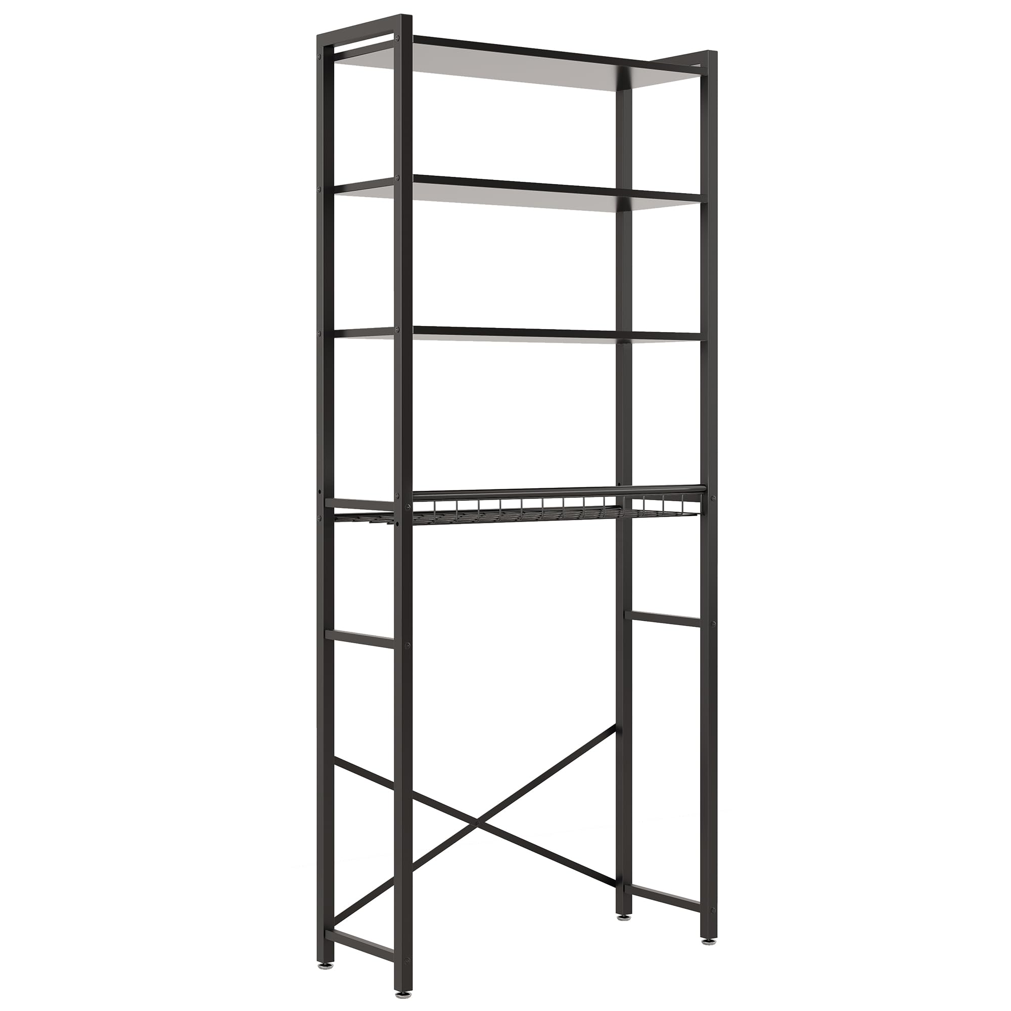 Anti-tip kit and leveling feet stabilize the unit in busy bathrooms.