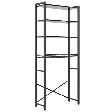 Anti-tip kit and leveling feet stabilize the unit in busy bathrooms.