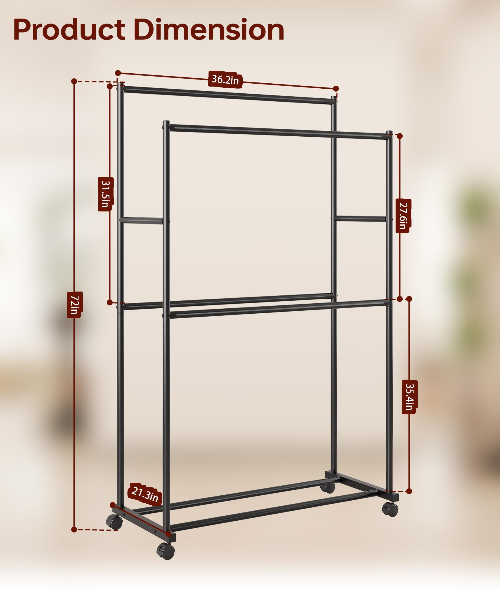 Tujurich clothes rack in a bedroom closet setup for portable organization
