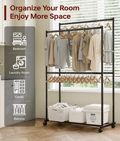 Tujurich clothes rack black finish detail for sleek styling