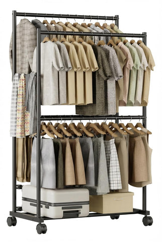 Tujurich clothes rack front view showing stable, spacious hanging area