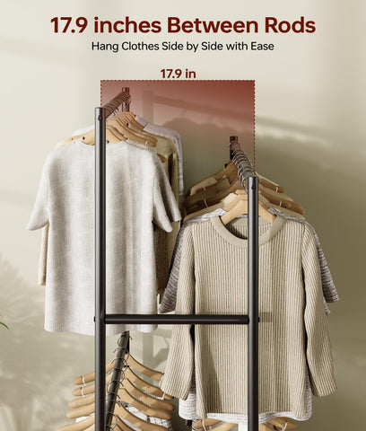Tujurich clothes rack full-length with dresses for easy outfit planning