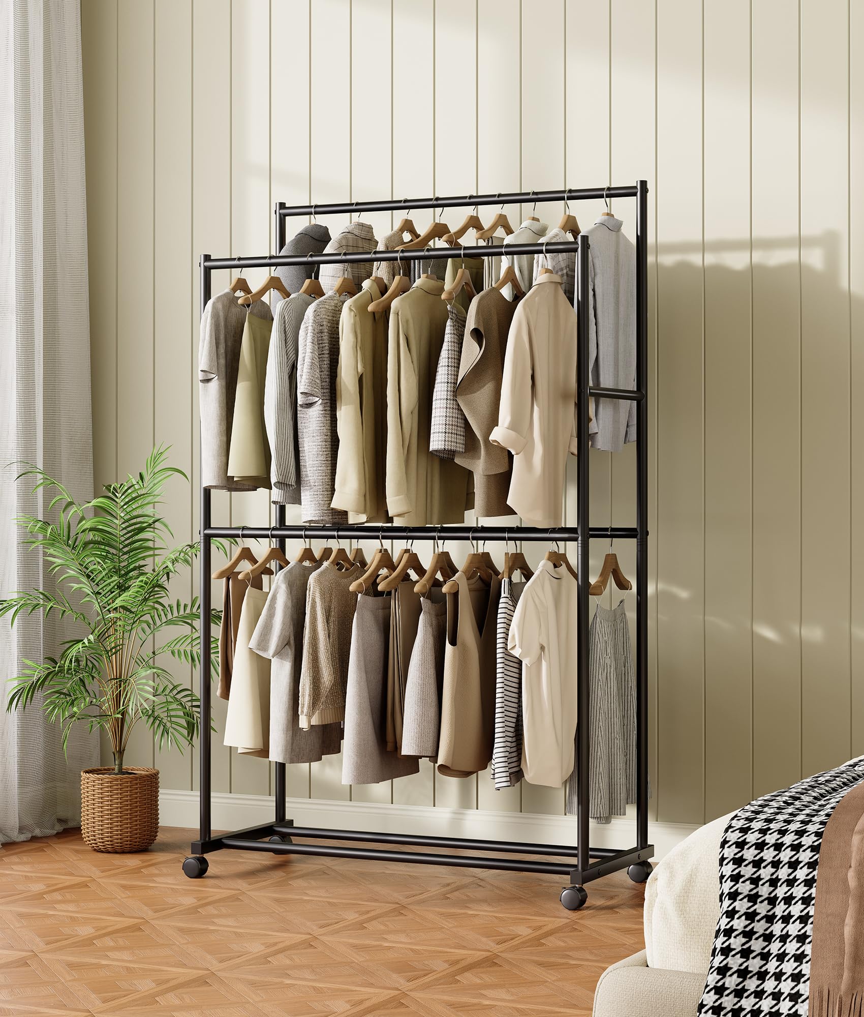 Tujurich clothes rack side bars with towels ready for use