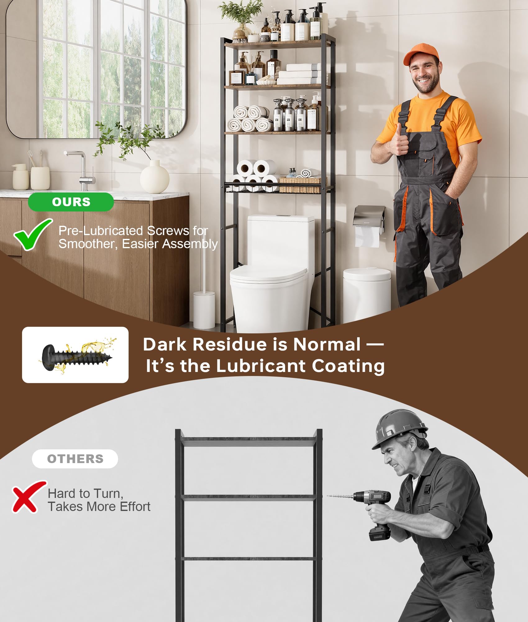Tujurich sturdy brown wood and metal frame suits various styles