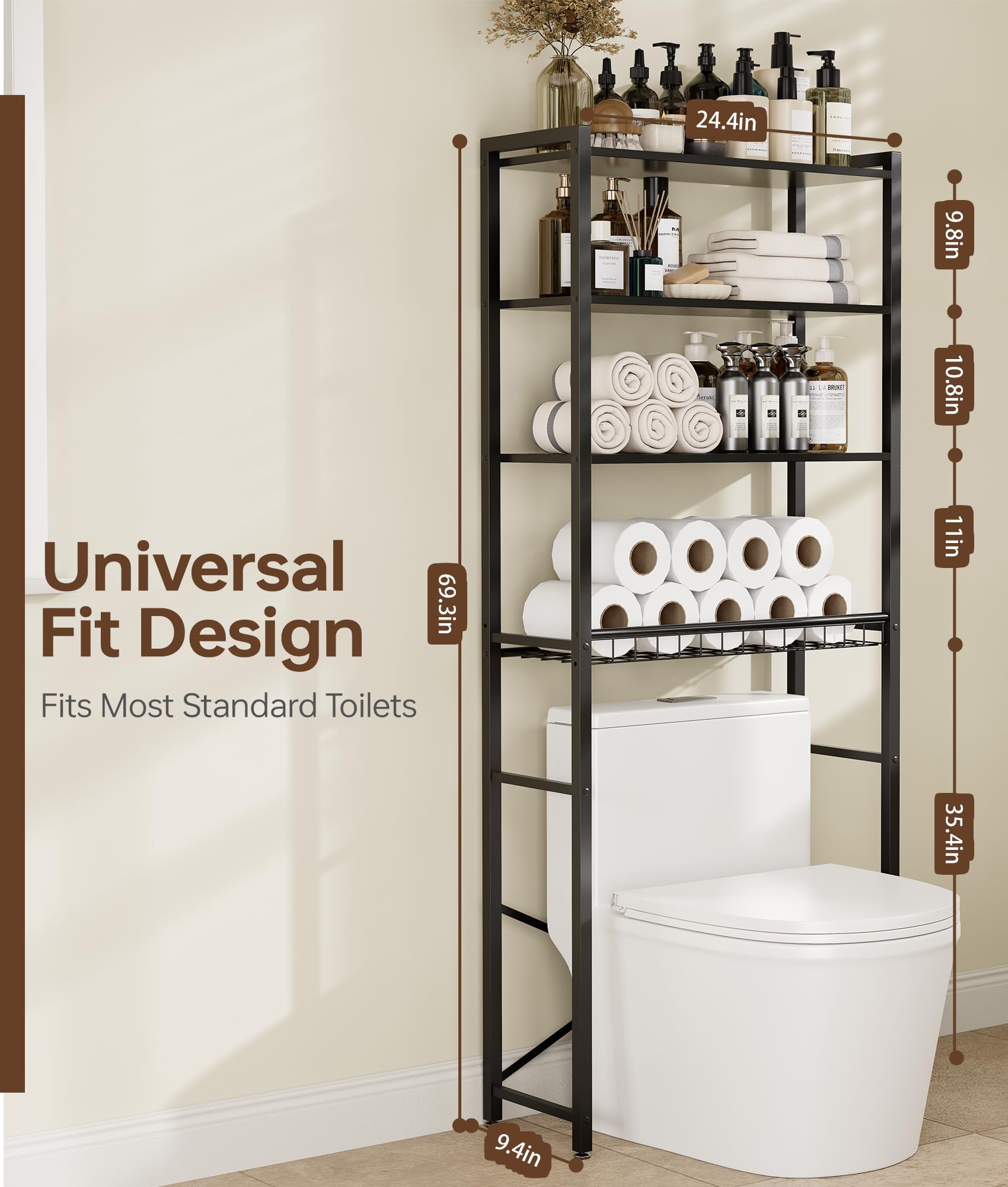 Open net basket offers quick access to daily essentials while saving space.