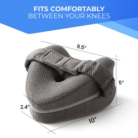 TULARIS adjustable strap keeps the knee pillow in place during sleep.