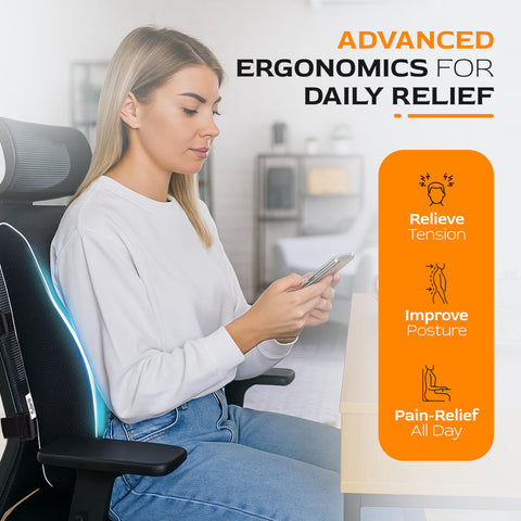 TULARIS ergonomic memory foam contouring to the back for personalized support