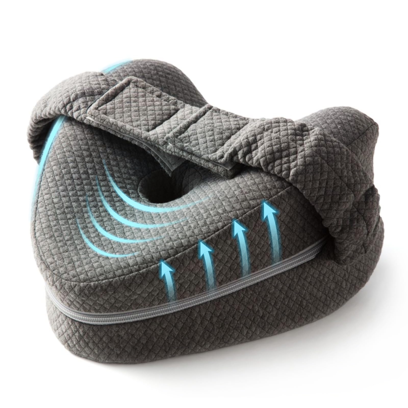 TULARIS memory foam knee pillow fits between legs for comfort and proper alignment.