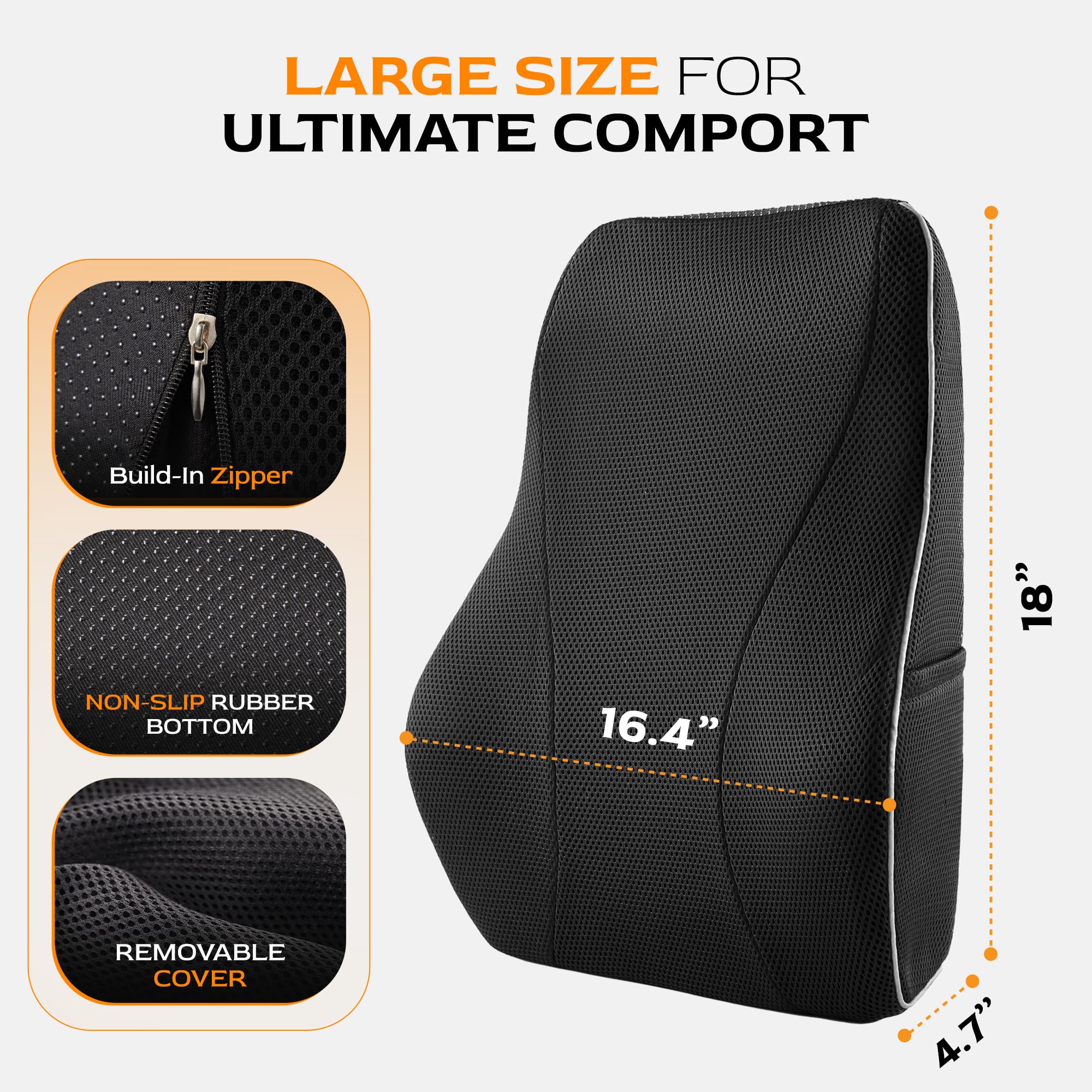 TULARIS lumbar pillow side pocket design with quick-access essentials