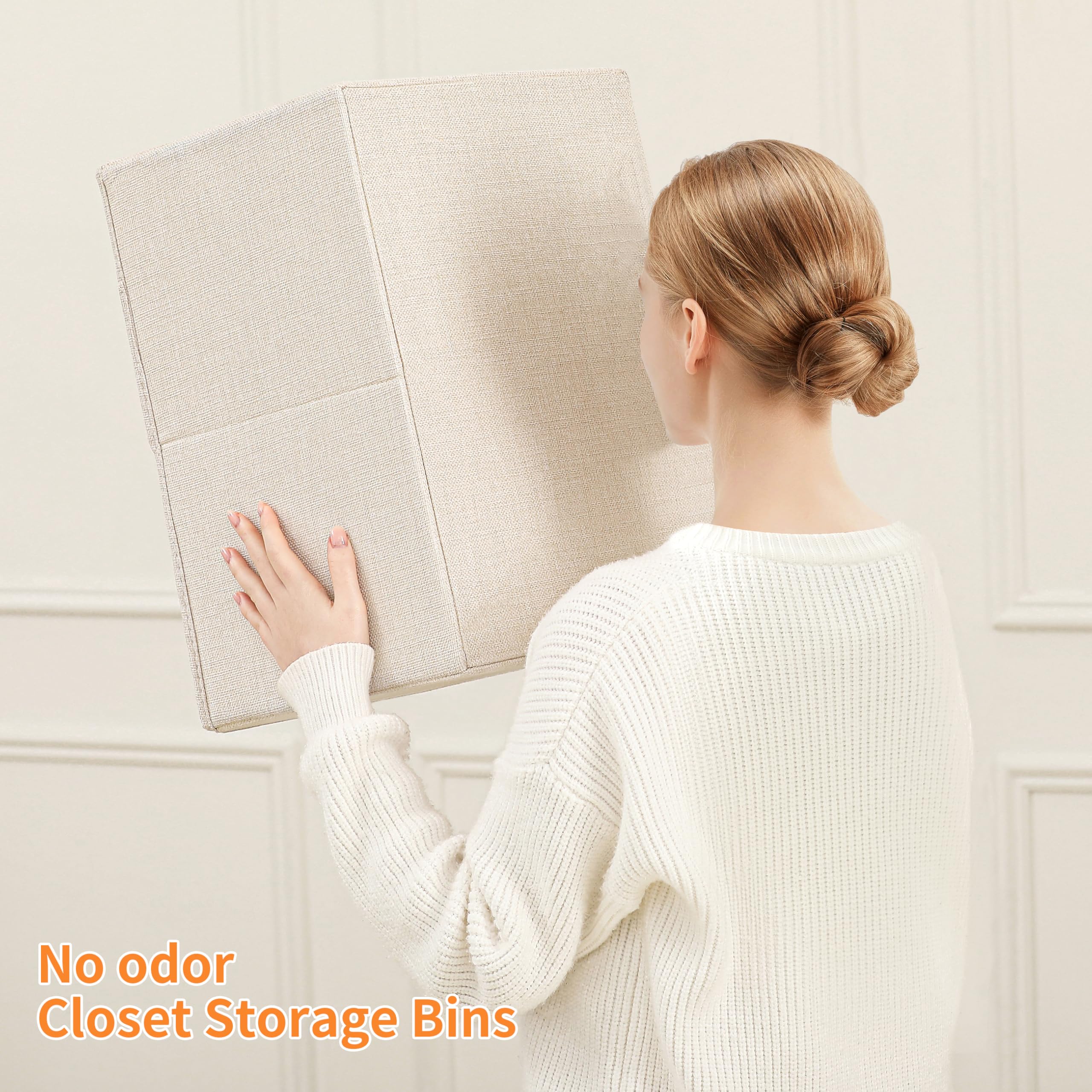tulinstiraga closet organizer beige bins in bedroom setup