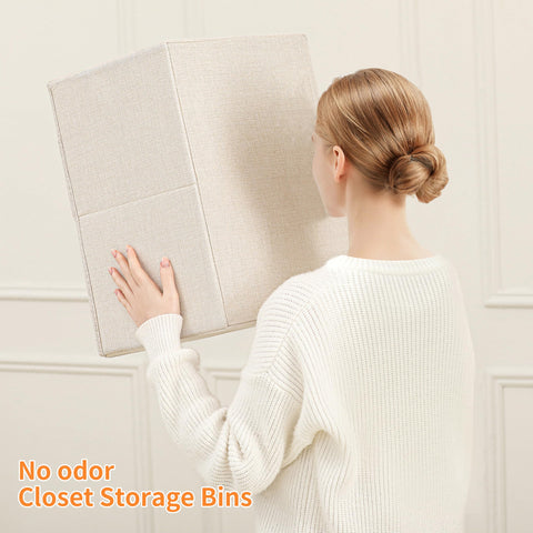 tulinstiraga closet organizer beige bins in bedroom setup
