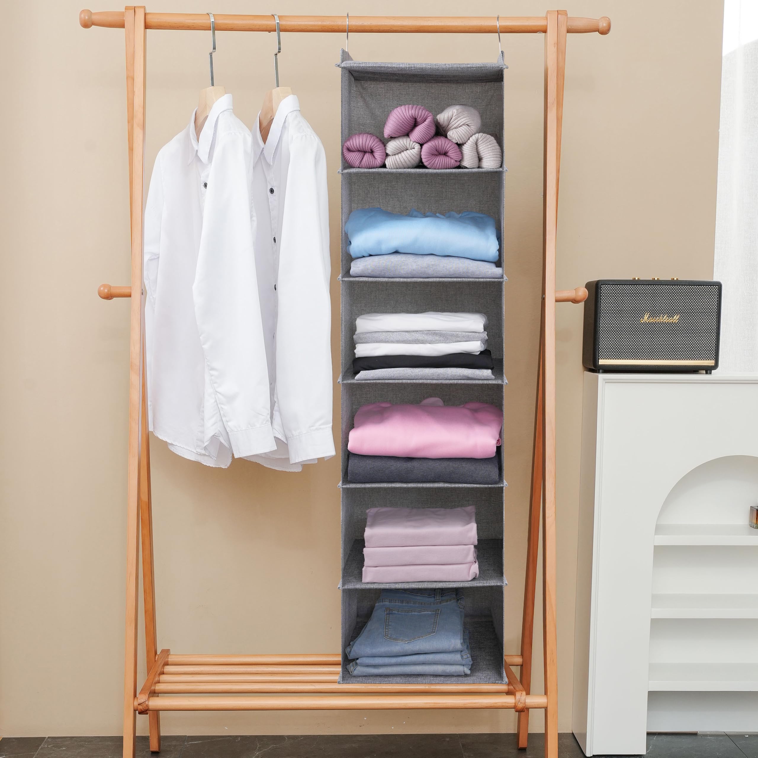 Tulinstiraga dorm-friendly closet organizer saves space and keeps items accessible.