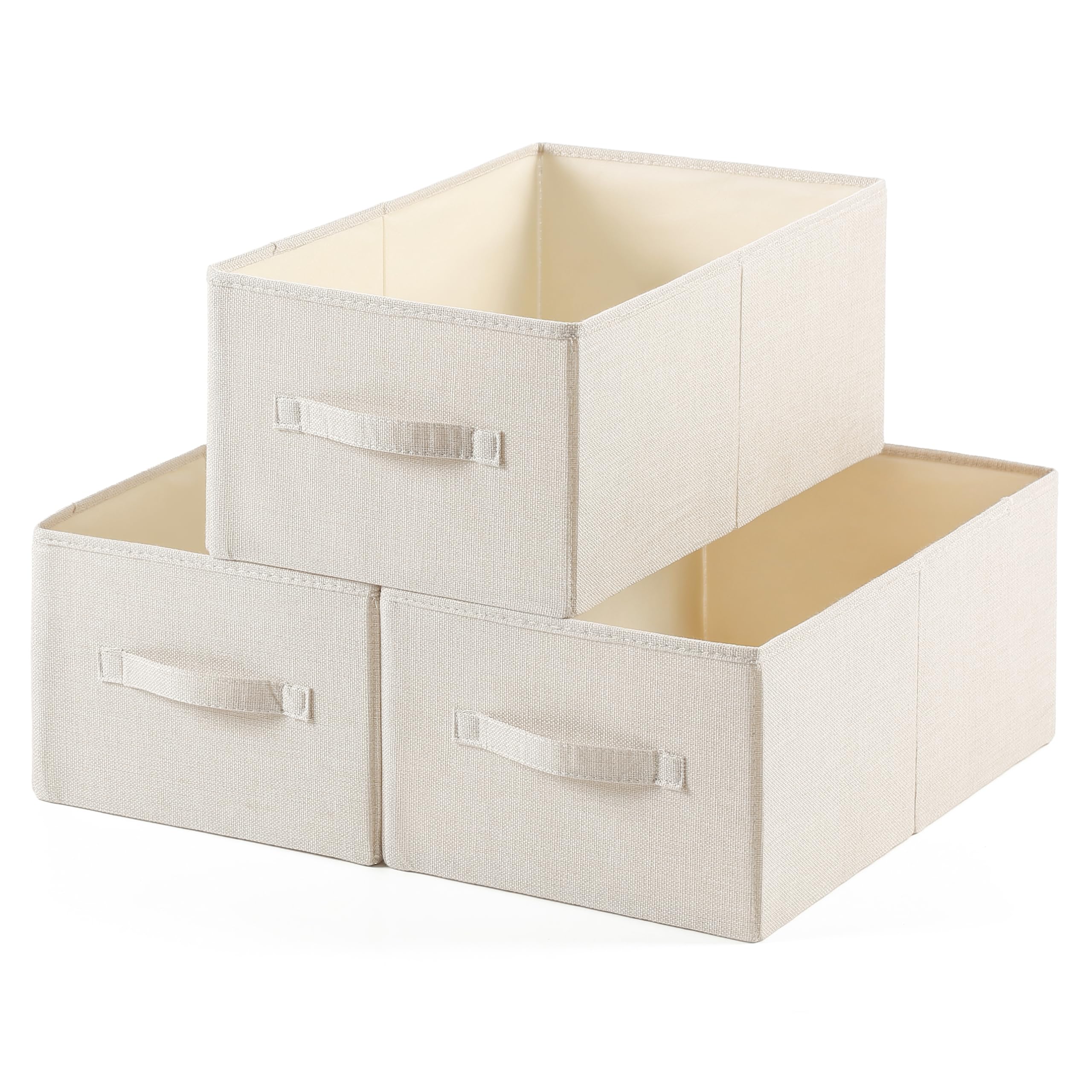tulinstiraga linen folding storage bin front view beige for organized closet