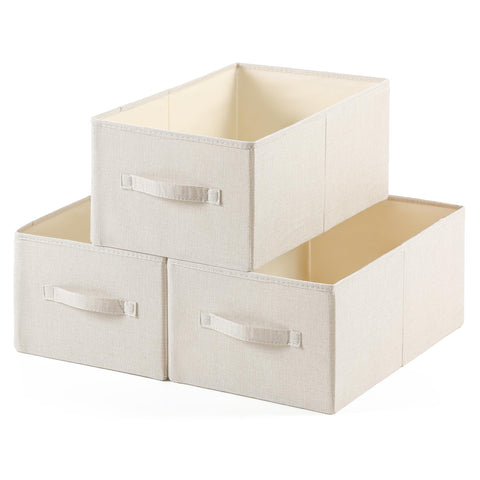 tulinstiraga linen folding storage bin front view beige for organized closet