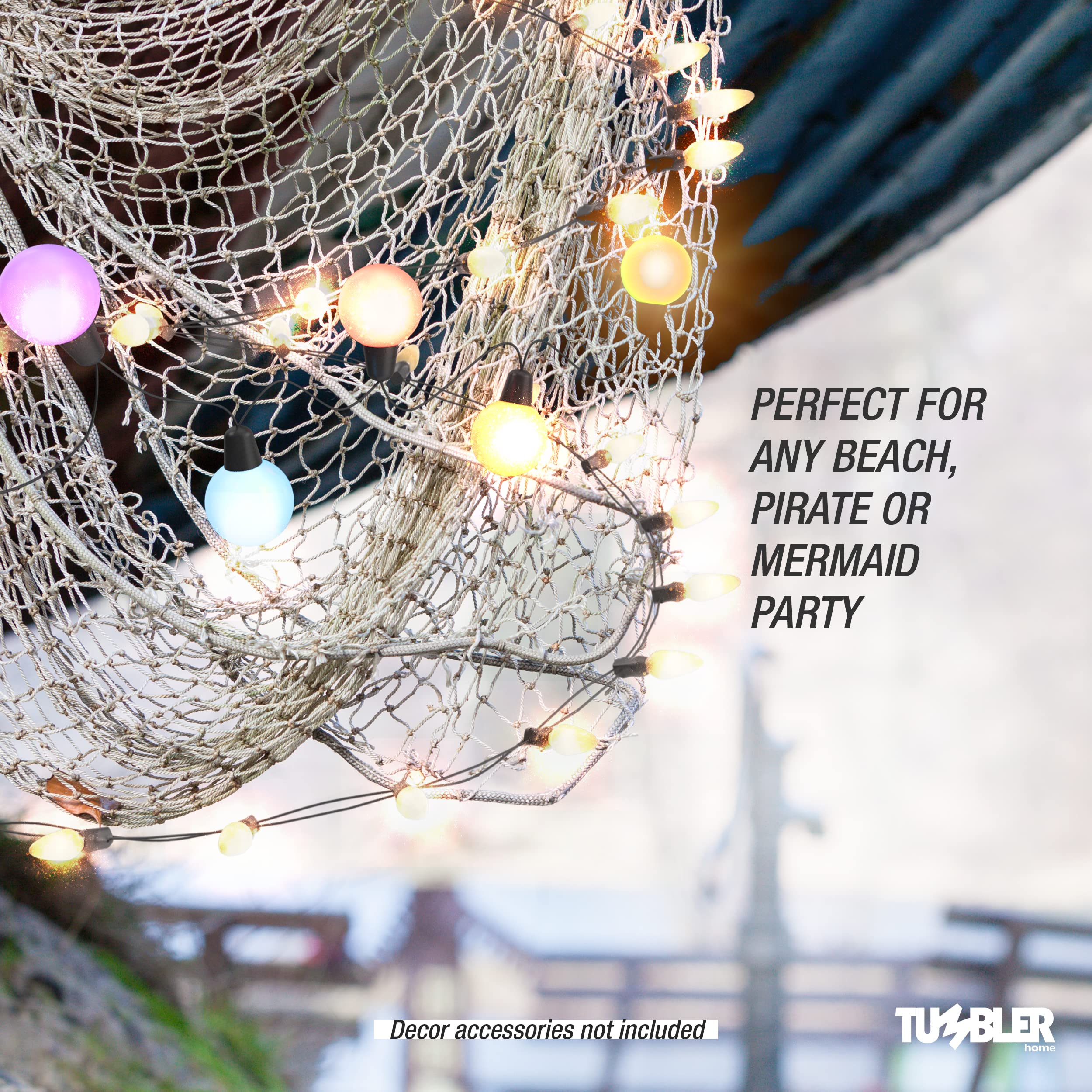 Tumbler Home fishing net decor 5x10 mermaid-theme setup sparks playful coastal vibes.