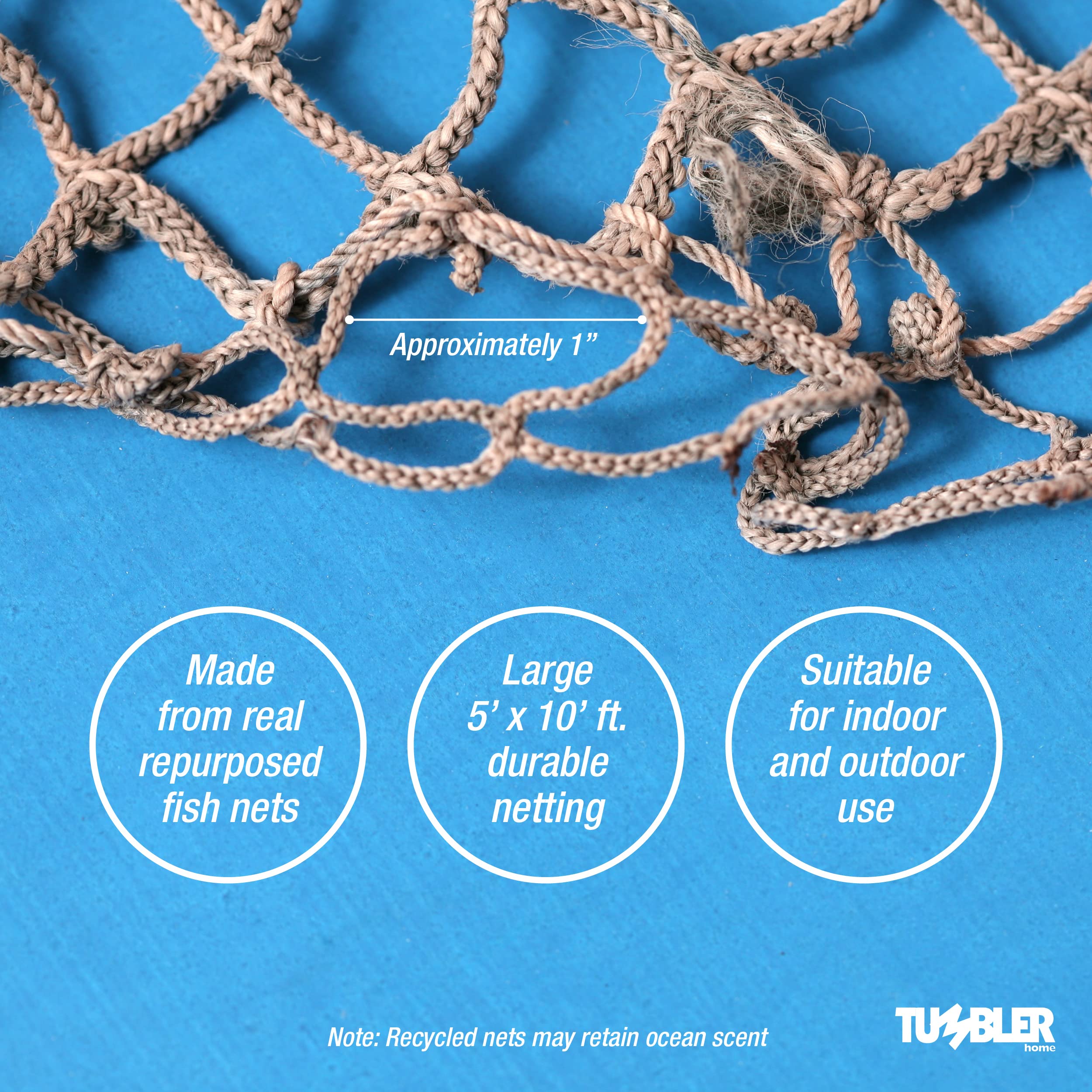 Tumbler Home fishing net decor 5x10 outdoor decor for patios and cabanas.