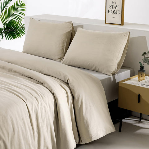 TUMEI linen pillow case queen folded close-up reveals soft, lived-in weave.