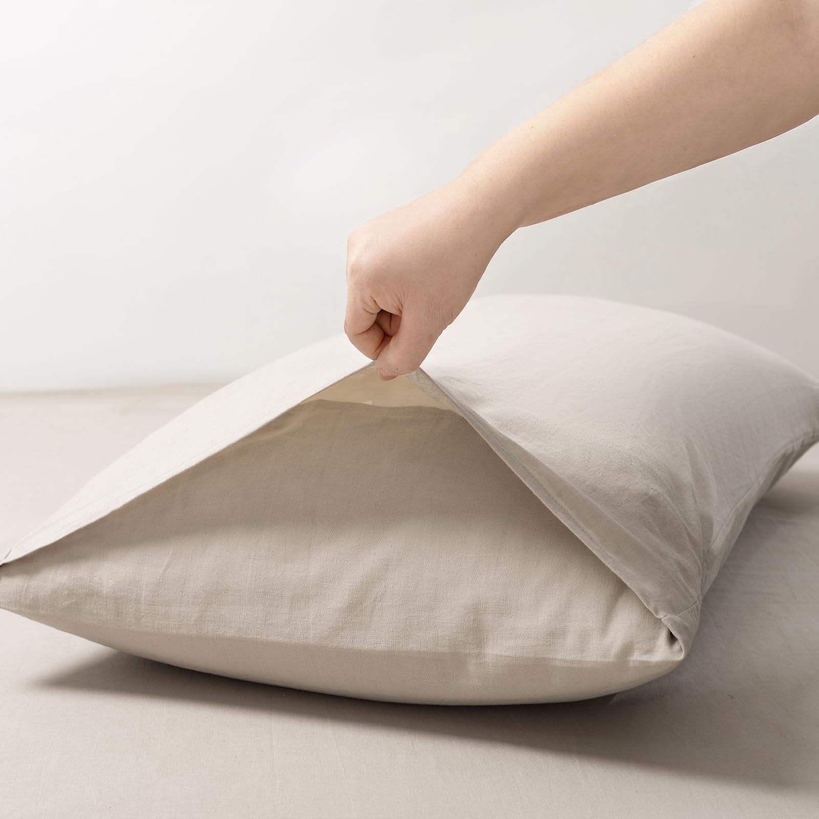 TUMEI linen pillow case queen washed softness grows with every wash.