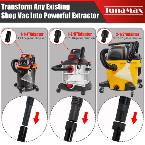 TunaMax Universal Work transparent head lets you watch dirt flow during cleaning.
