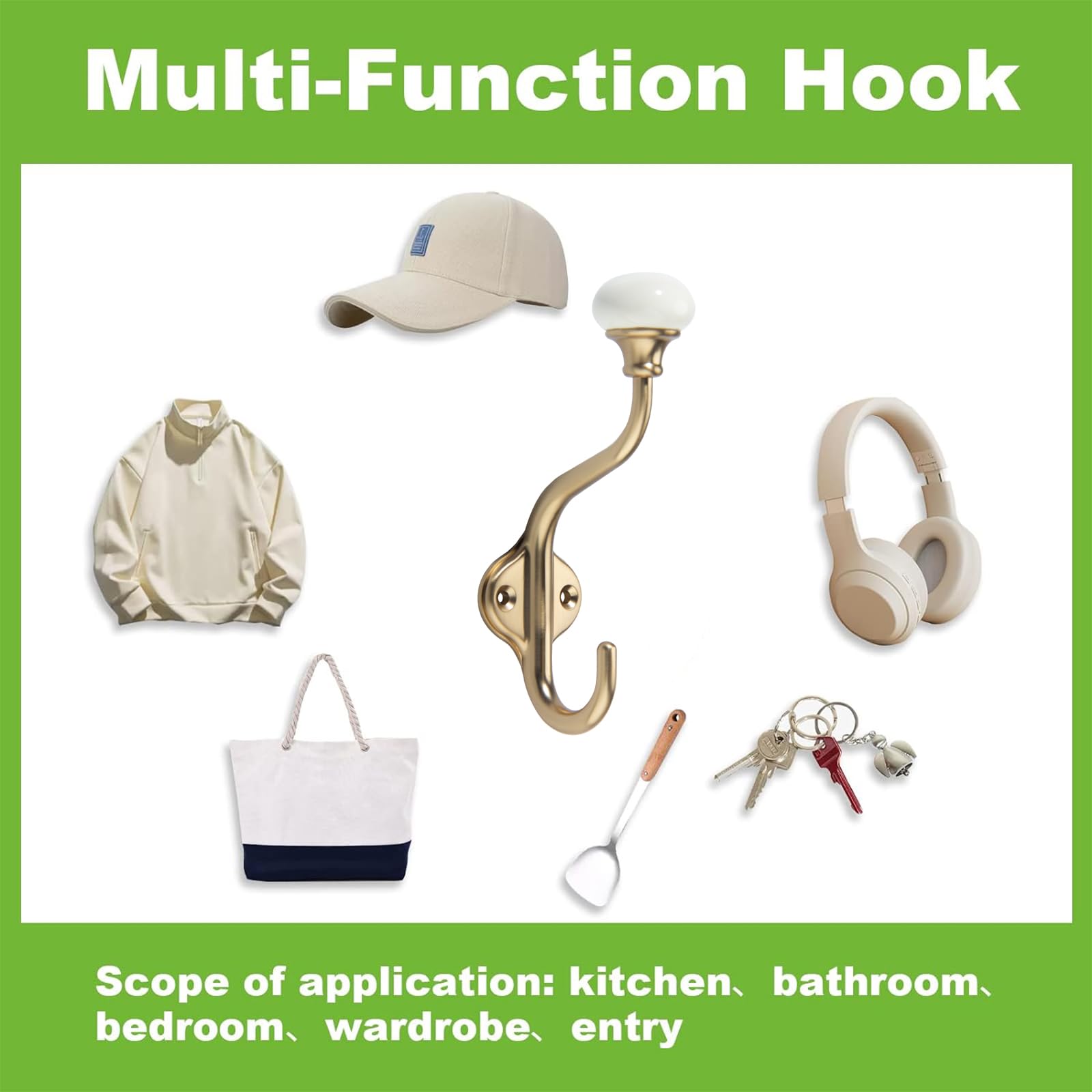 TUNNY coat hooks 5-pack champagne bronze packaging protects hooks.