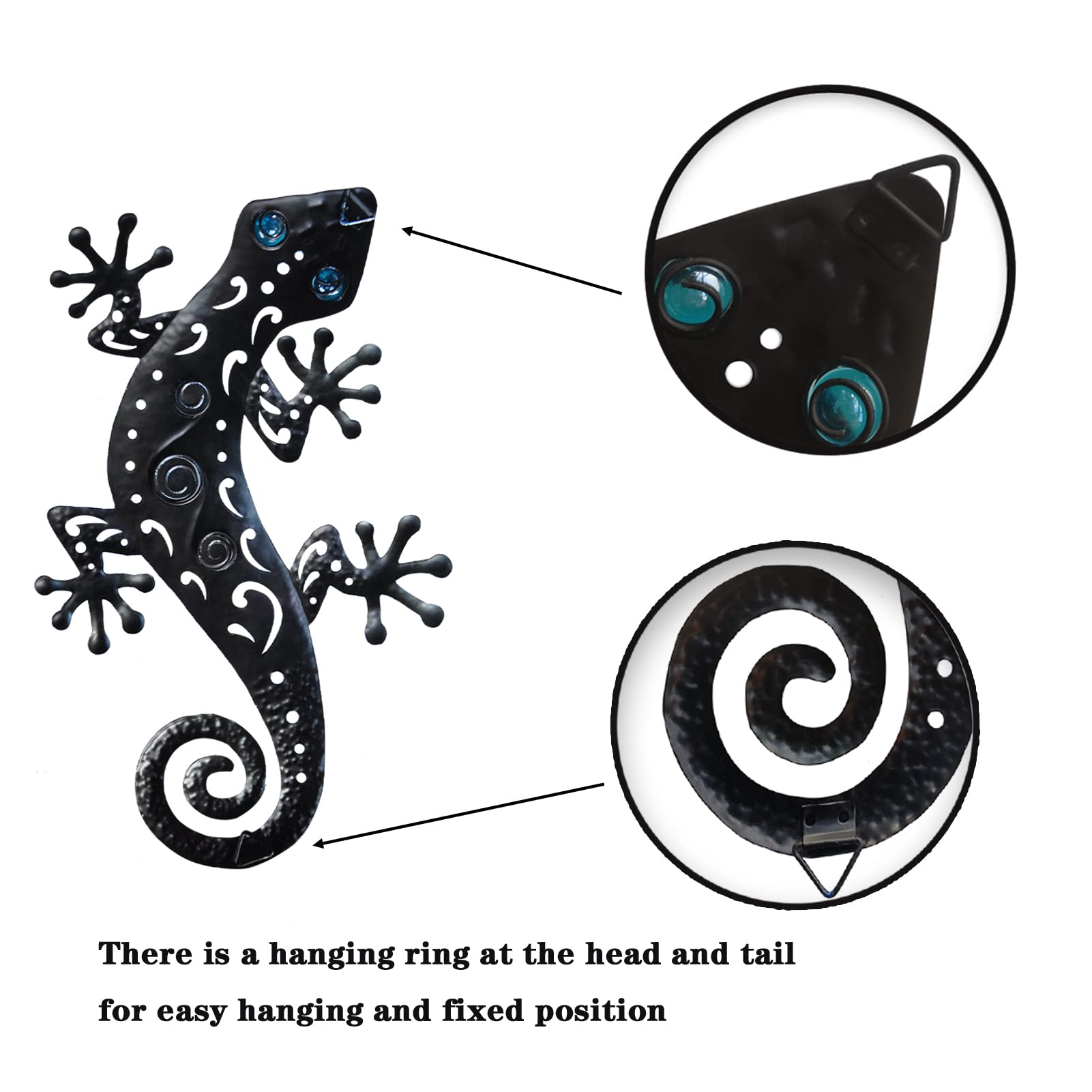 Gecko wall decor mounted on an exterior patio wall by Tuokiuhn.