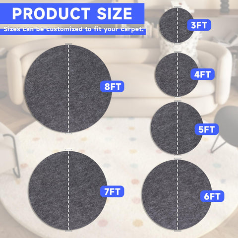 TUOTPE non-slip rug pad underlay prevents curling and shifting on hard surfaces