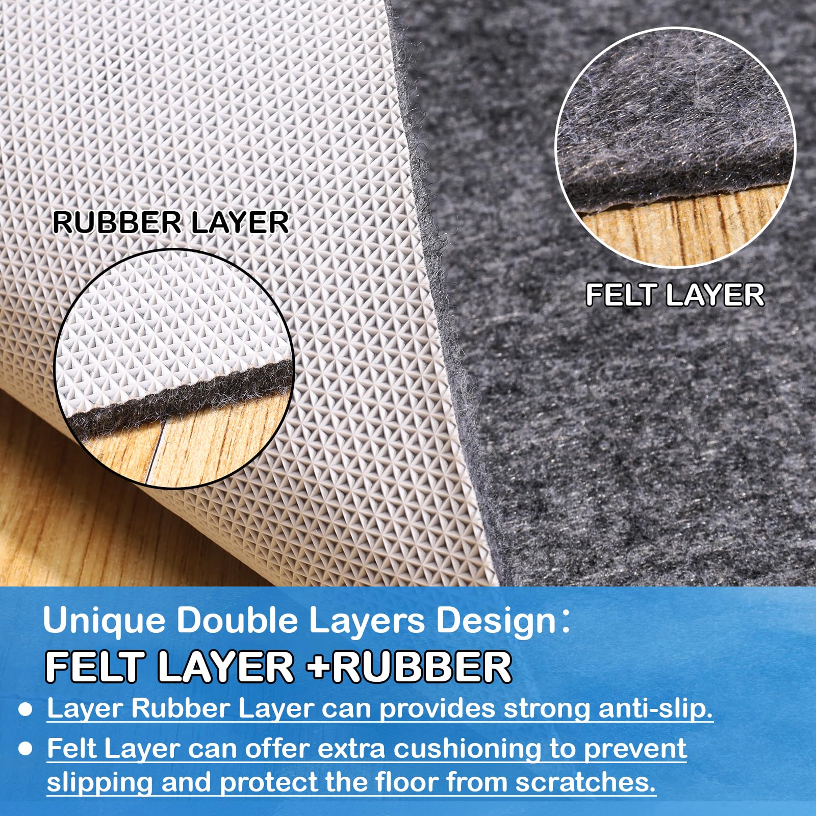 TUOTPE thick felt top layer enhances underfoot softness.