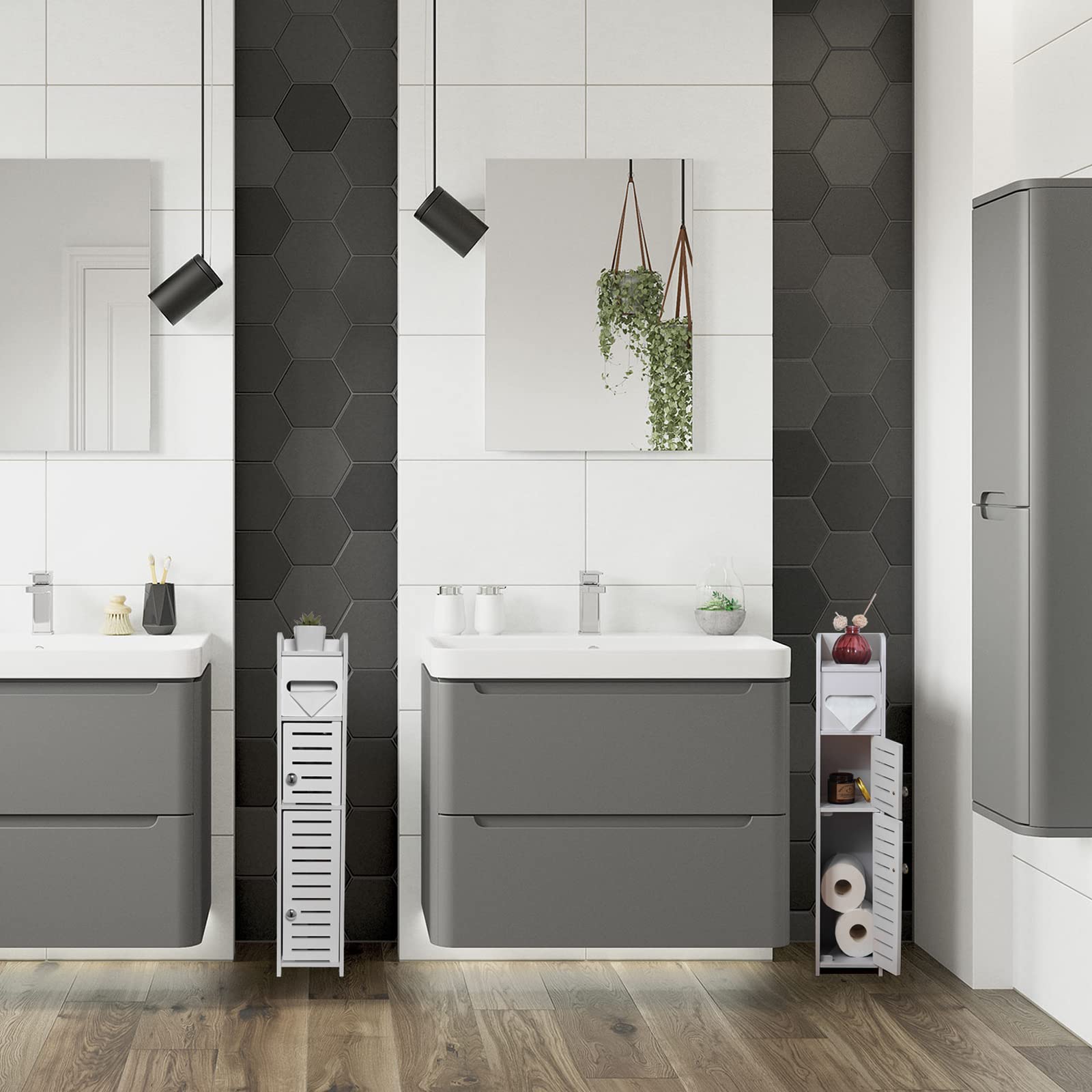 Tuoxinem slim bathroom cabinet in a compact space for tight bathrooms