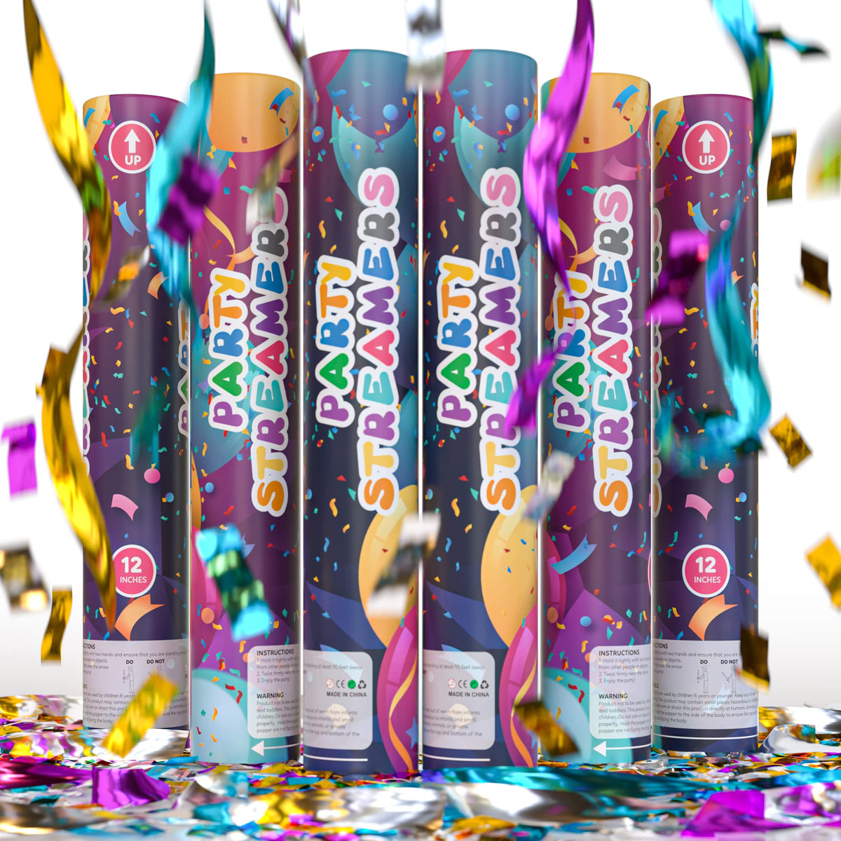 TUR Party Supplies no mess streamer cannon bursting colorful streamers for effortless indoor celebrations.