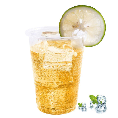 Clear Turbo Bee 7oz cups showcase vibrant beverages