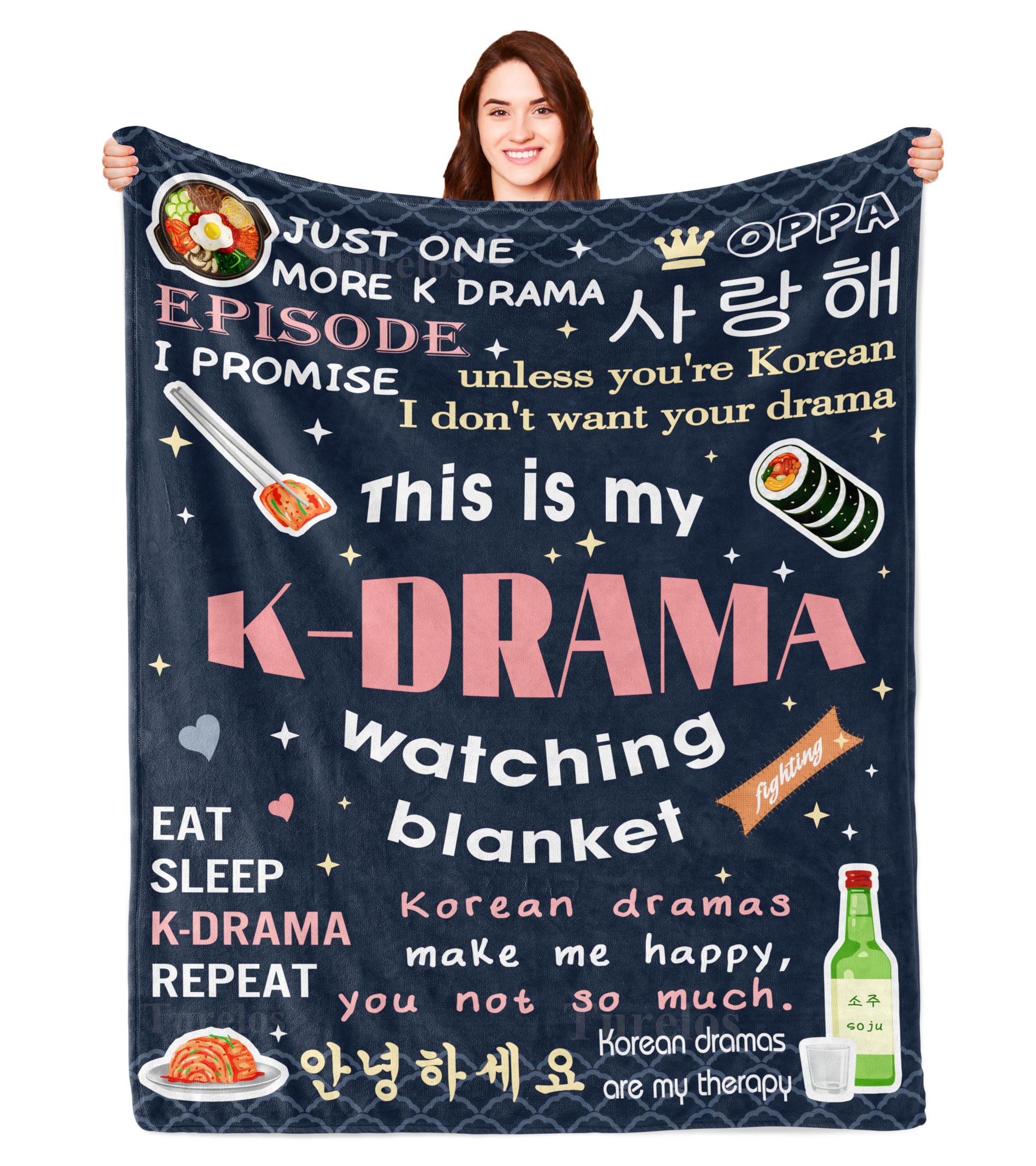 Turelos K-drama blanket pattern for fans, vibrant decor and cozy vibes.