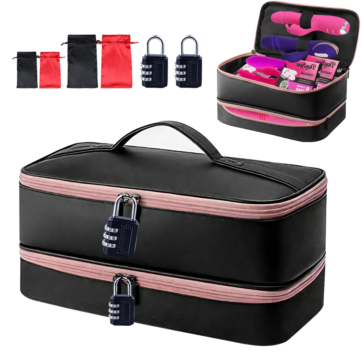 Turesmith two-lock storage bag front view showing discreet privacy for intimate items