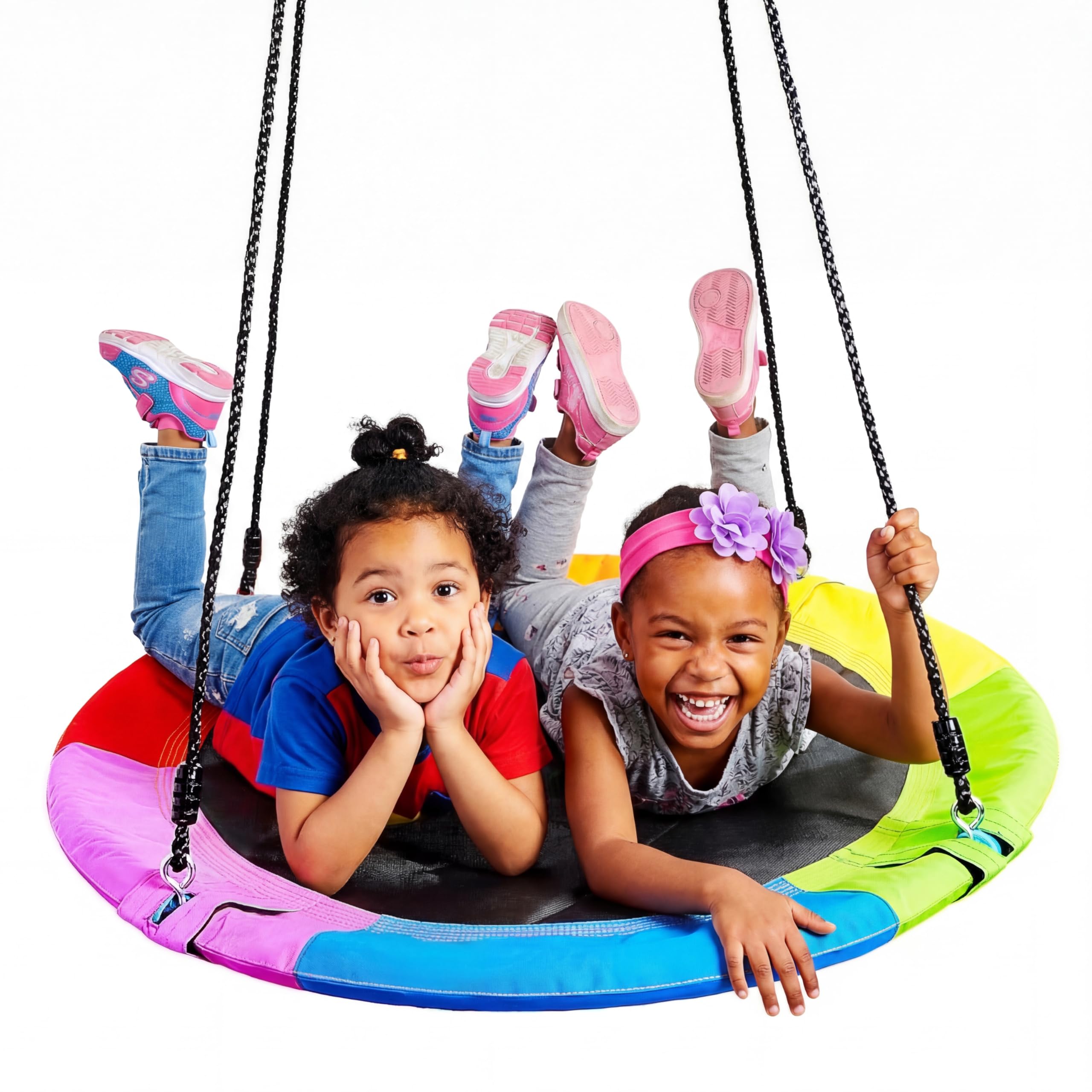 TURFEE 40-inch saucer swing for kids in backyard—durable and weatherproof outdoor fun.