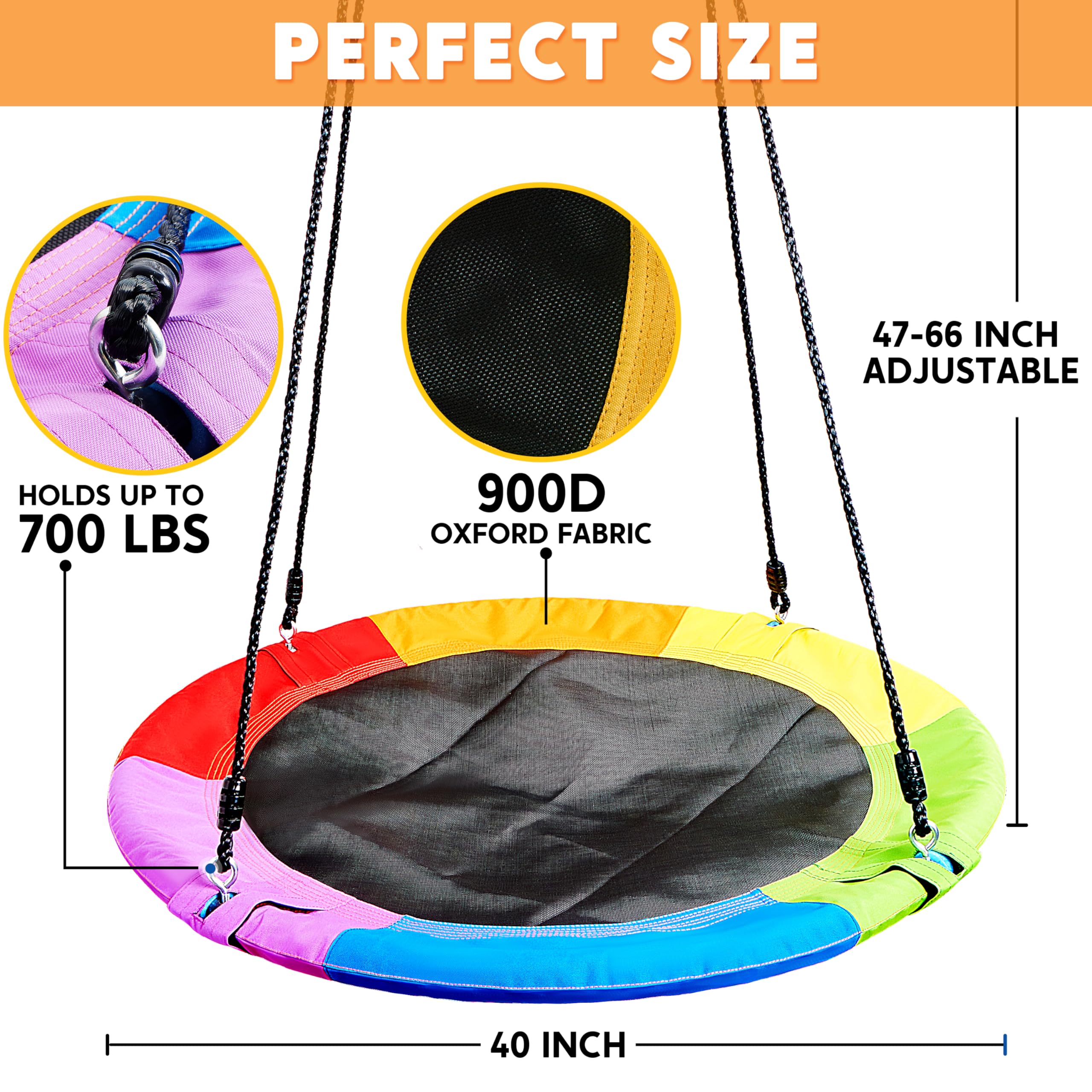 TURFEE four-handles saucer swing—extra stability for young riders.