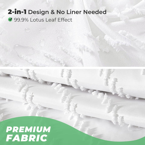 TURKIO double-layer fabric curtain delivers waterproof protection without a liner.