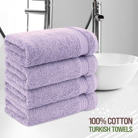 Turkish Cotton 600gsm hand towels in lilac offer quick drying and durability.