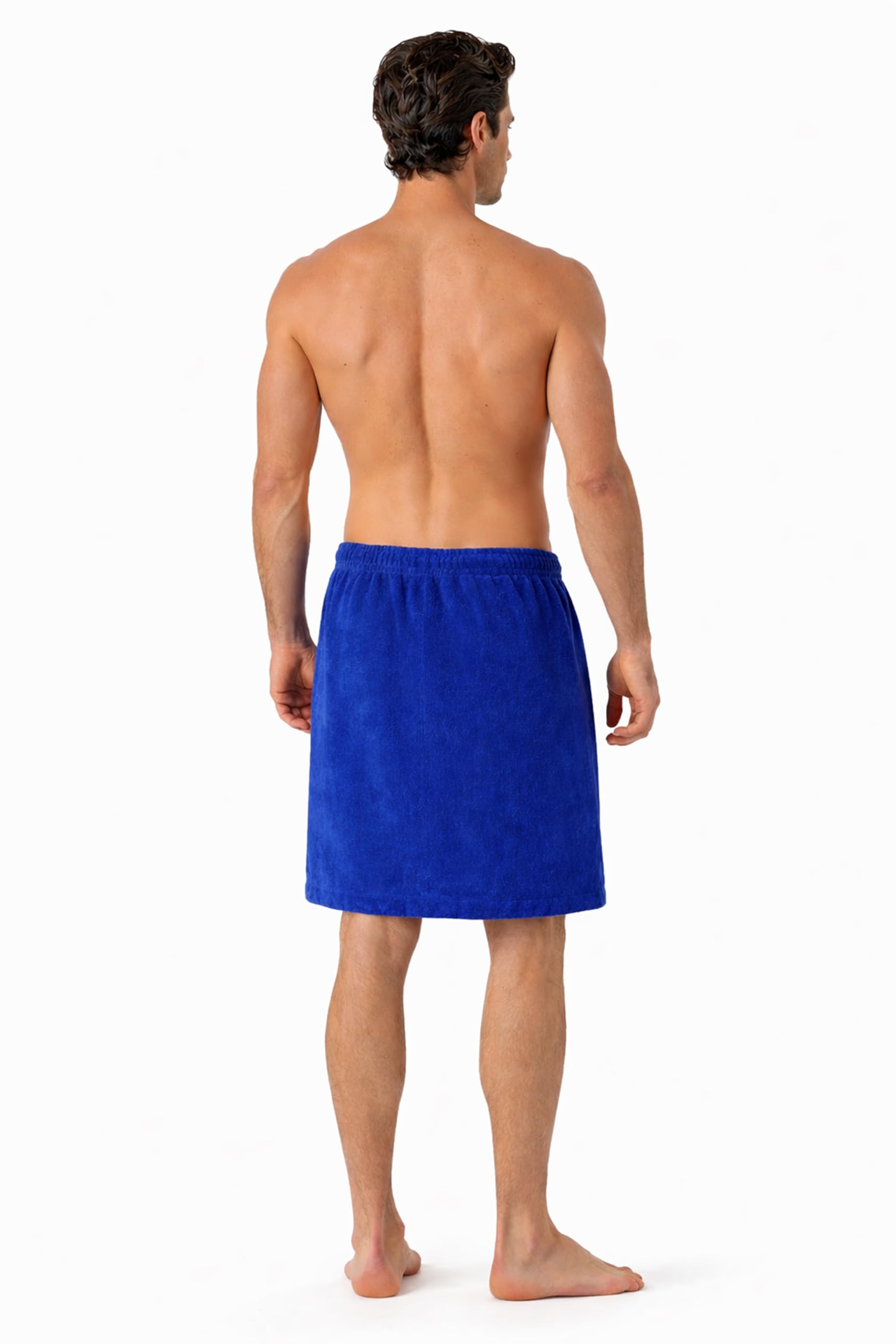 Turkish Linen adjustable closure detail on royal blue body wrap.
