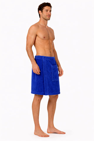 Turkish Linen body wrap royal blue back view highlighting adjustable fit.