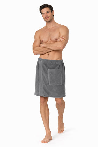 Turkish Linen gray body wrap close-up of adjustable top closure