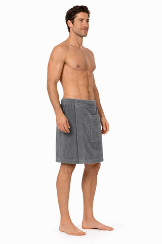 Turkish Linen gray body wrap inside terry velour and exterior finish